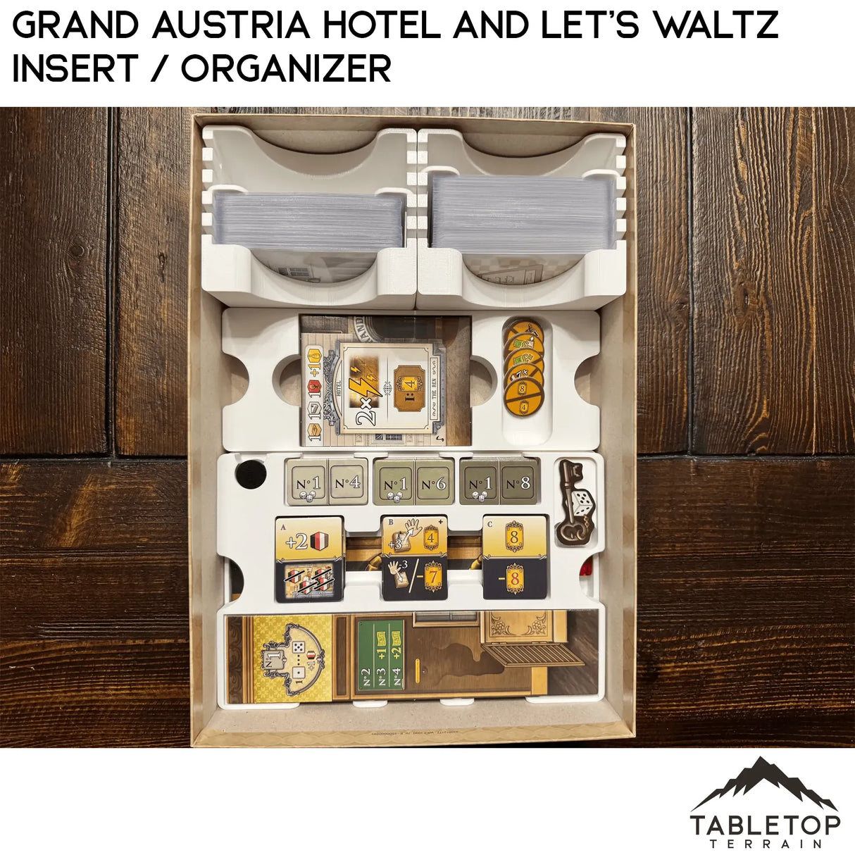 Tabletop Terrain Board Game Insert Grand Austria Hotel and Let's Waltz Insert / Organizer - Holds Meeple Source Food