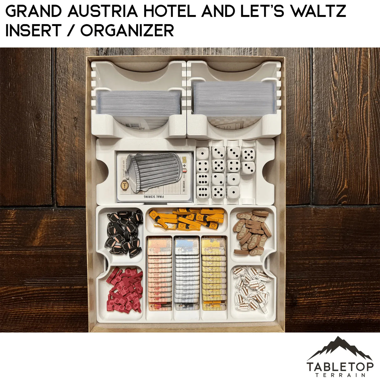 Tabletop Terrain Board Game Insert Grand Austria Hotel and Let's Waltz Insert / Organizer - Holds Meeple Source Food