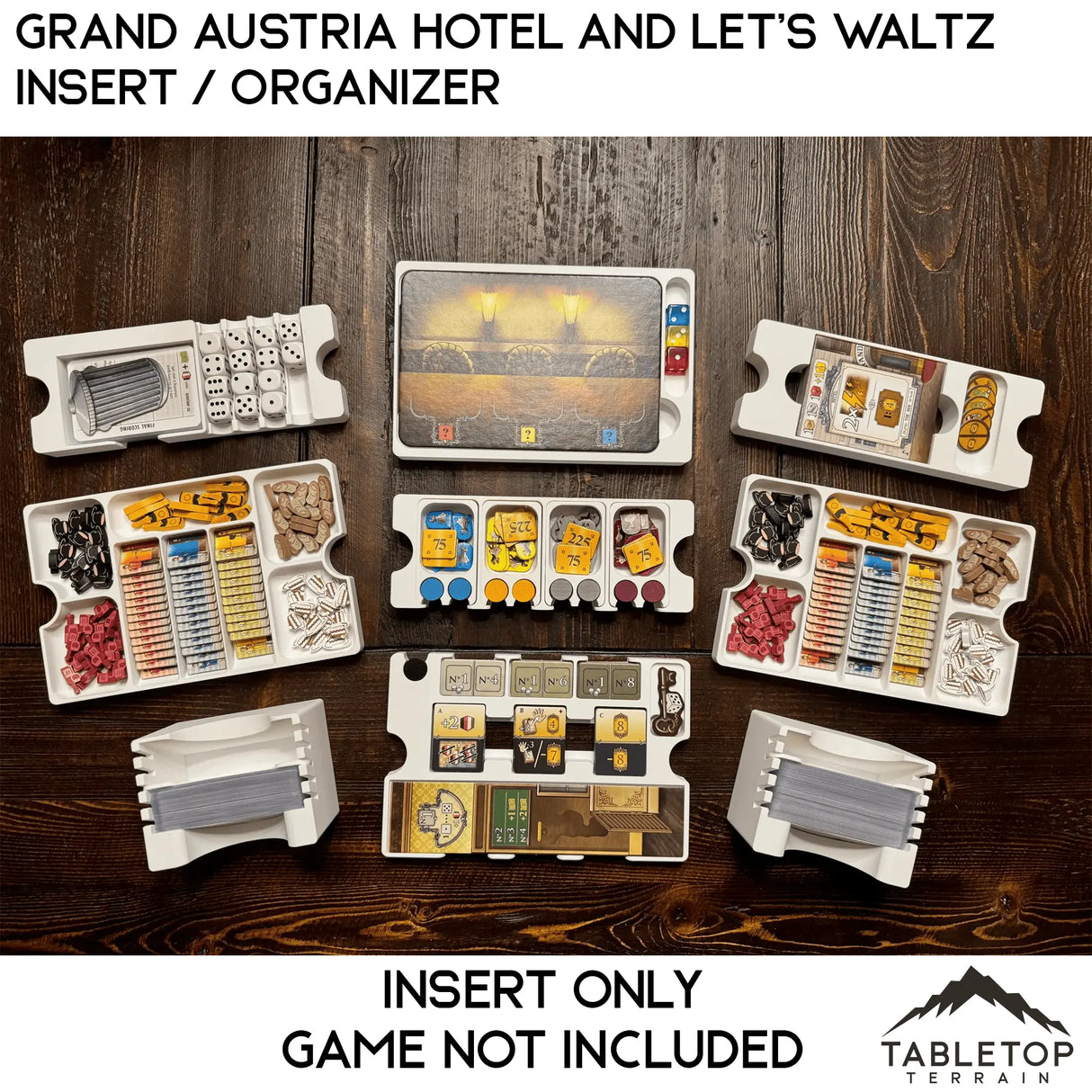 Tabletop Terrain Board Game Insert Grand Austria Hotel and Let's Waltz Insert / Organizer - Holds Meeple Source Food