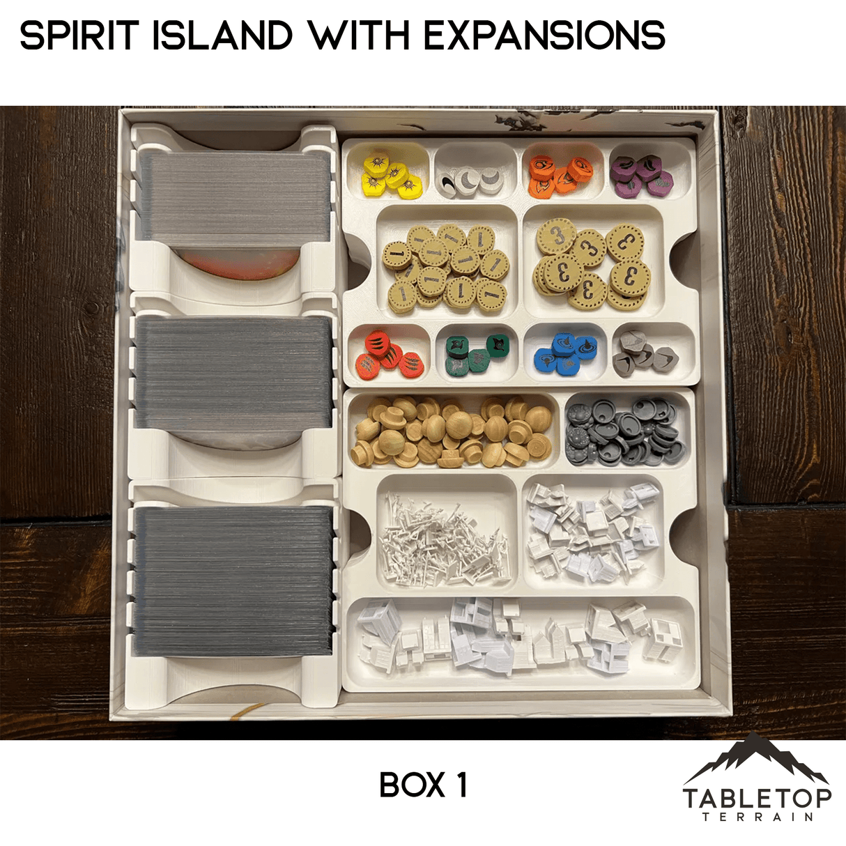 Tabletop Terrain Board Game Insert Spirit Island Organizer with all Expansions through Nature Incarnate Board Game Insert / Organizer