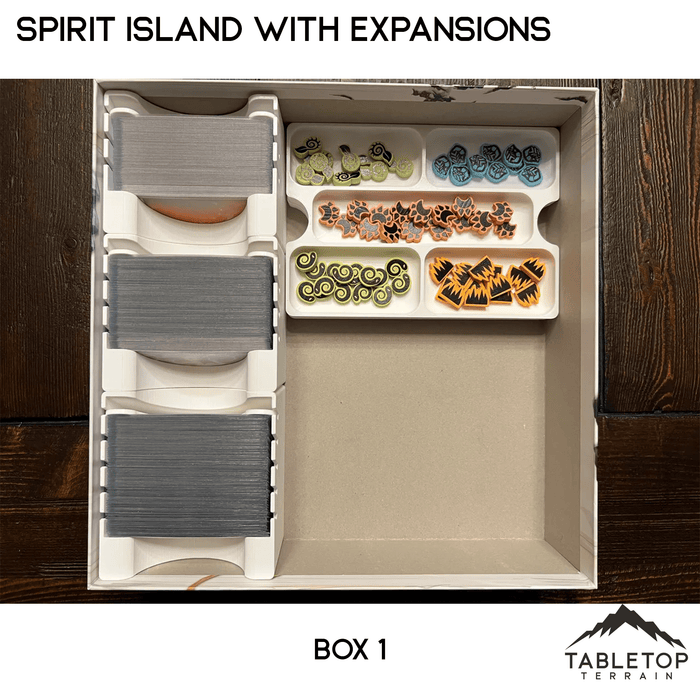 Tabletop Terrain Board Game Insert Spirit Island Organizer with all Expansions through Nature Incarnate Board Game Insert / Organizer