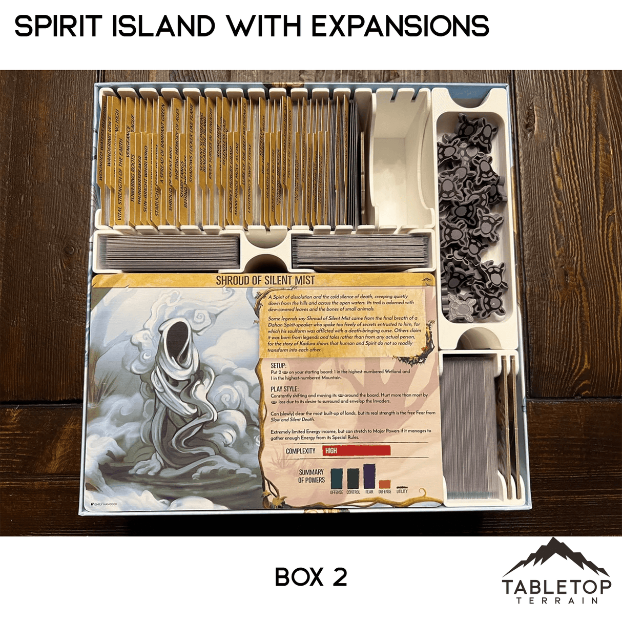 Tabletop Terrain Board Game Insert Spirit Island Organizer with all Expansions through Nature Incarnate Board Game Insert / Organizer