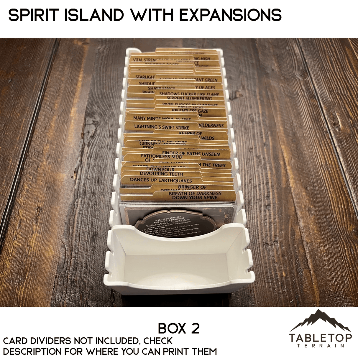 Tabletop Terrain Board Game Insert Spirit Island Organizer with all Expansions through Nature Incarnate Board Game Insert / Organizer