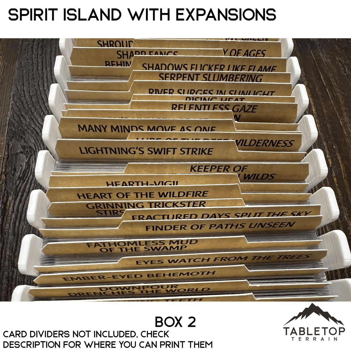 Tabletop Terrain Board Game Insert Spirit Island Organizer with all Expansions through Nature Incarnate Board Game Insert / Organizer