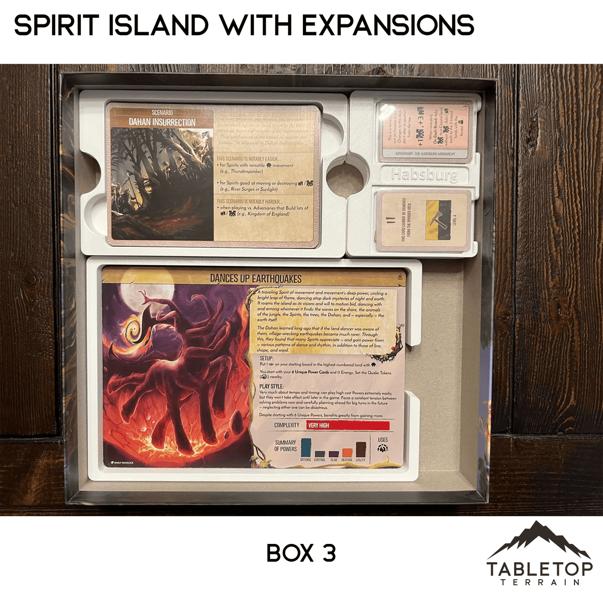 Tabletop Terrain Board Game Insert Spirit Island Organizer with all Expansions through Nature Incarnate Board Game Insert / Organizer