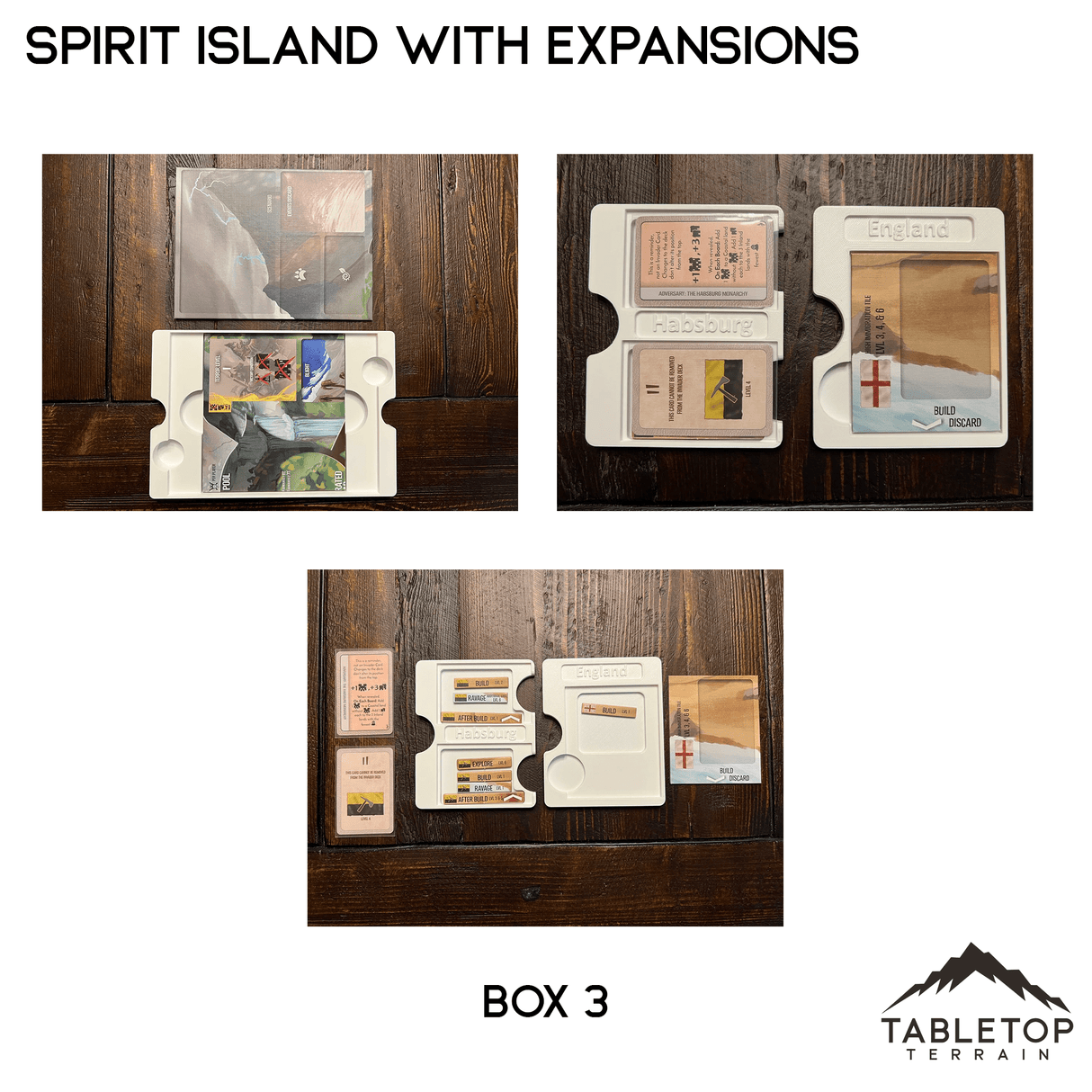 Tabletop Terrain Board Game Insert Spirit Island Organizer with all Expansions through Nature Incarnate Board Game Insert / Organizer