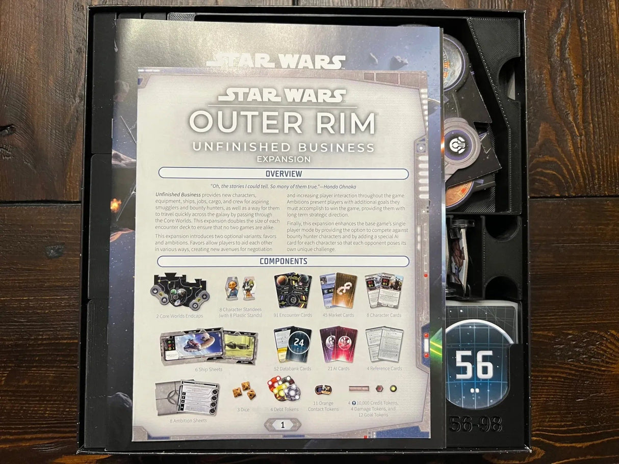 Tabletop Terrain Board Game Insert Star Wars Outer Rim with Unfinished Business Board Game Insert / Organizer