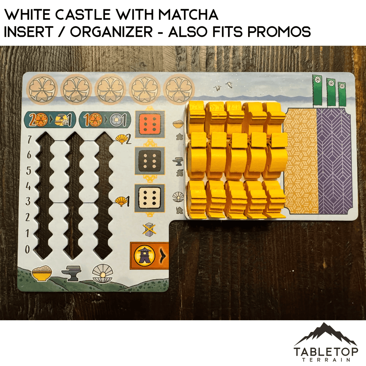 Tabletop Terrain Board Game Insert White Castle with Matcha Insert / Organizer - Also Fits Promos