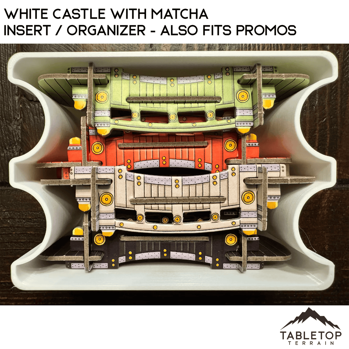 Tabletop Terrain Board Game Insert White Castle with Matcha Insert / Organizer - Also Fits Promos