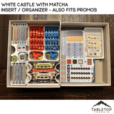 Tabletop Terrain Board Game Insert White Castle with Matcha Insert / Organizer - Also Fits Promos