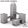 Tabletop Terrain Building 28/32mm Four Tower Cathedral - Caelum Turrim #1