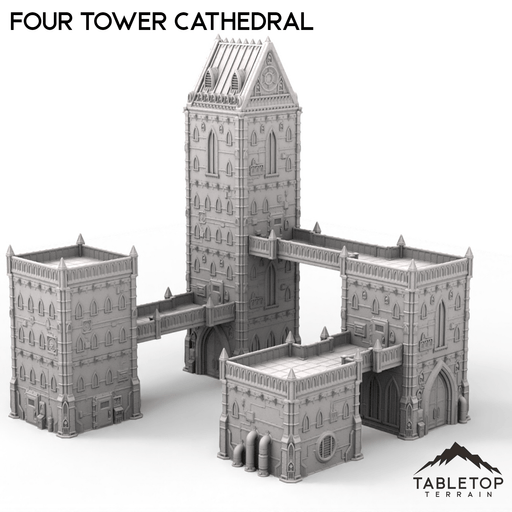 Tabletop Terrain Building 28/32mm Four Tower Cathedral - Caelum Turrim #1
