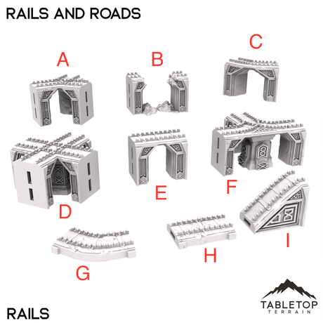 Tabletop Terrain Building 32mm / A: Rail Y-Intersection Rails and Roads - Kingdom of Durak Deep