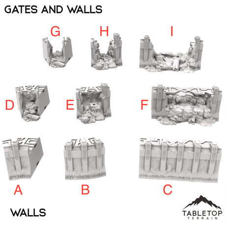 Tabletop Terrain Building 32mm / A - Wall Standard Inward Gates and Walls - Kingdom of Durak Deep