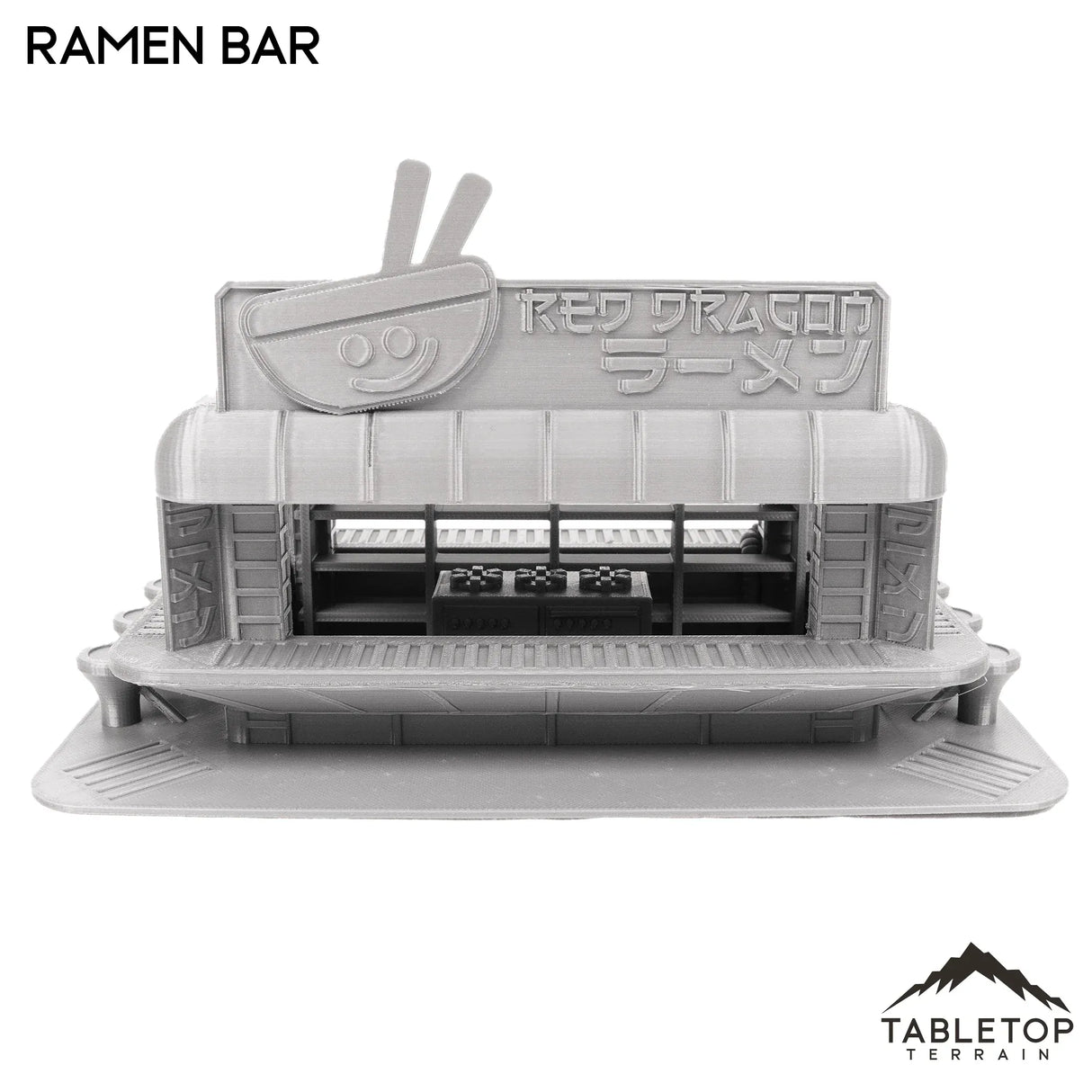 Tabletop Terrain Building 32mm / Bar B (Round Roof) Ramen Bar - Cyberpunk Building