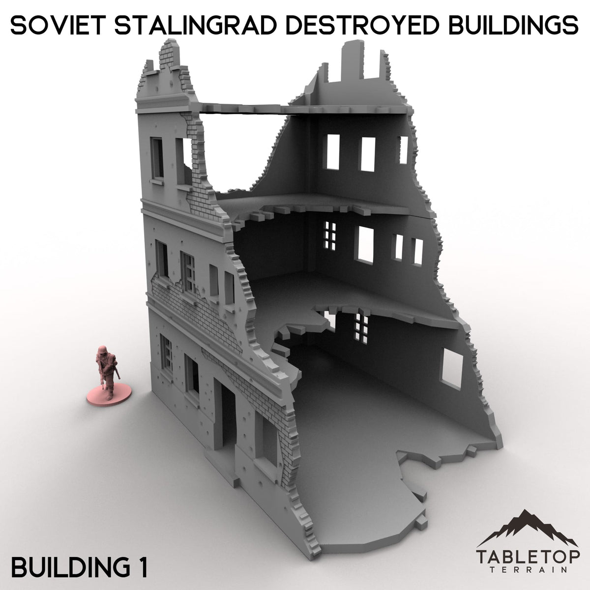 Tabletop Terrain Building 32mm / Building 1 Soviet Stalingrad Destroyed Buildings
