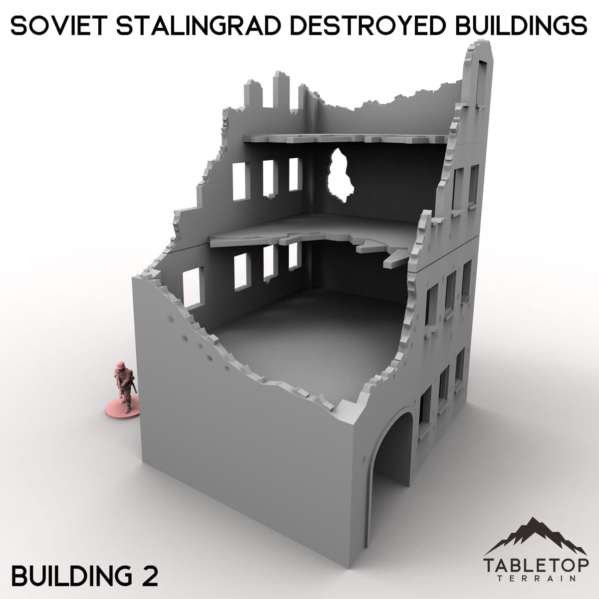 Tabletop Terrain Building 32mm / Building 2 Soviet Stalingrad Destroyed Buildings