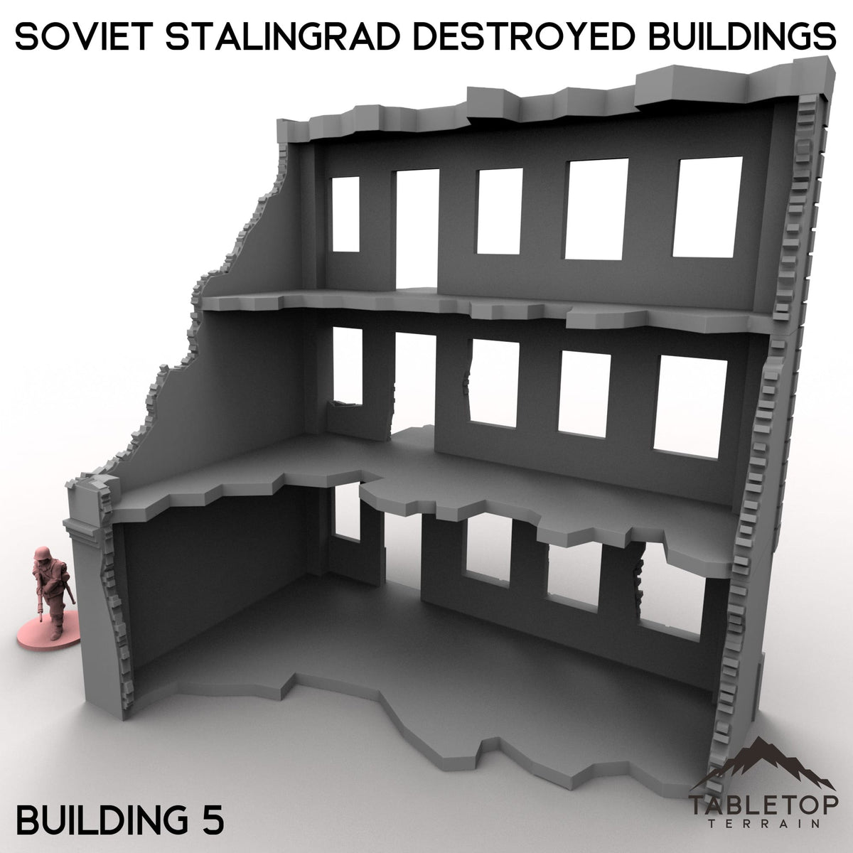Tabletop Terrain Building 32mm / Building 5 Soviet Stalingrad Destroyed Buildings