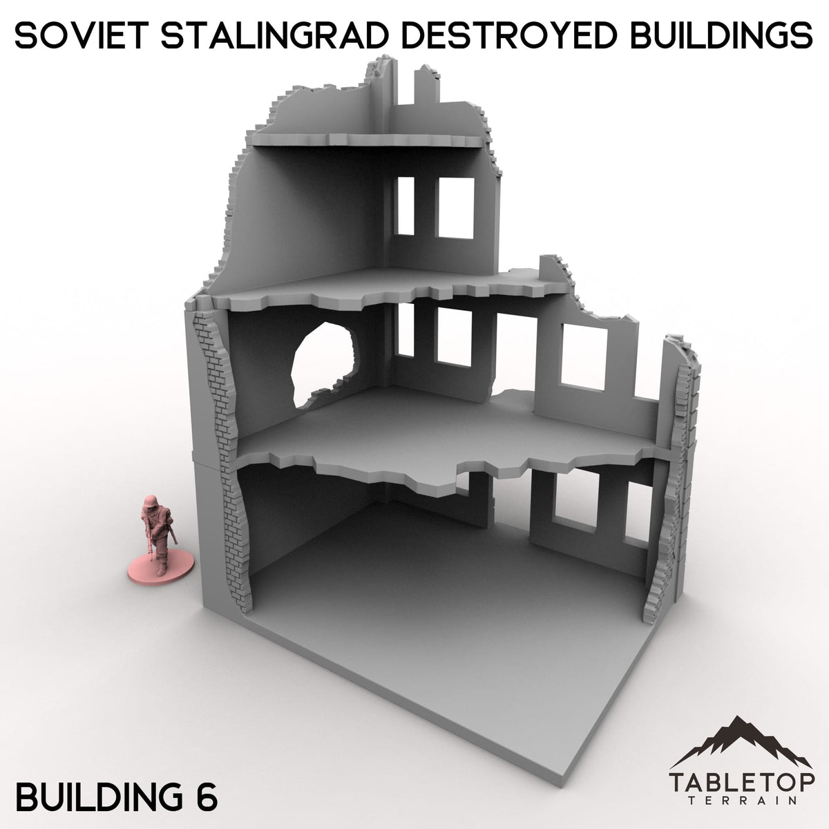 Tabletop Terrain Building 32mm / Building 6 Soviet Stalingrad Destroyed Buildings
