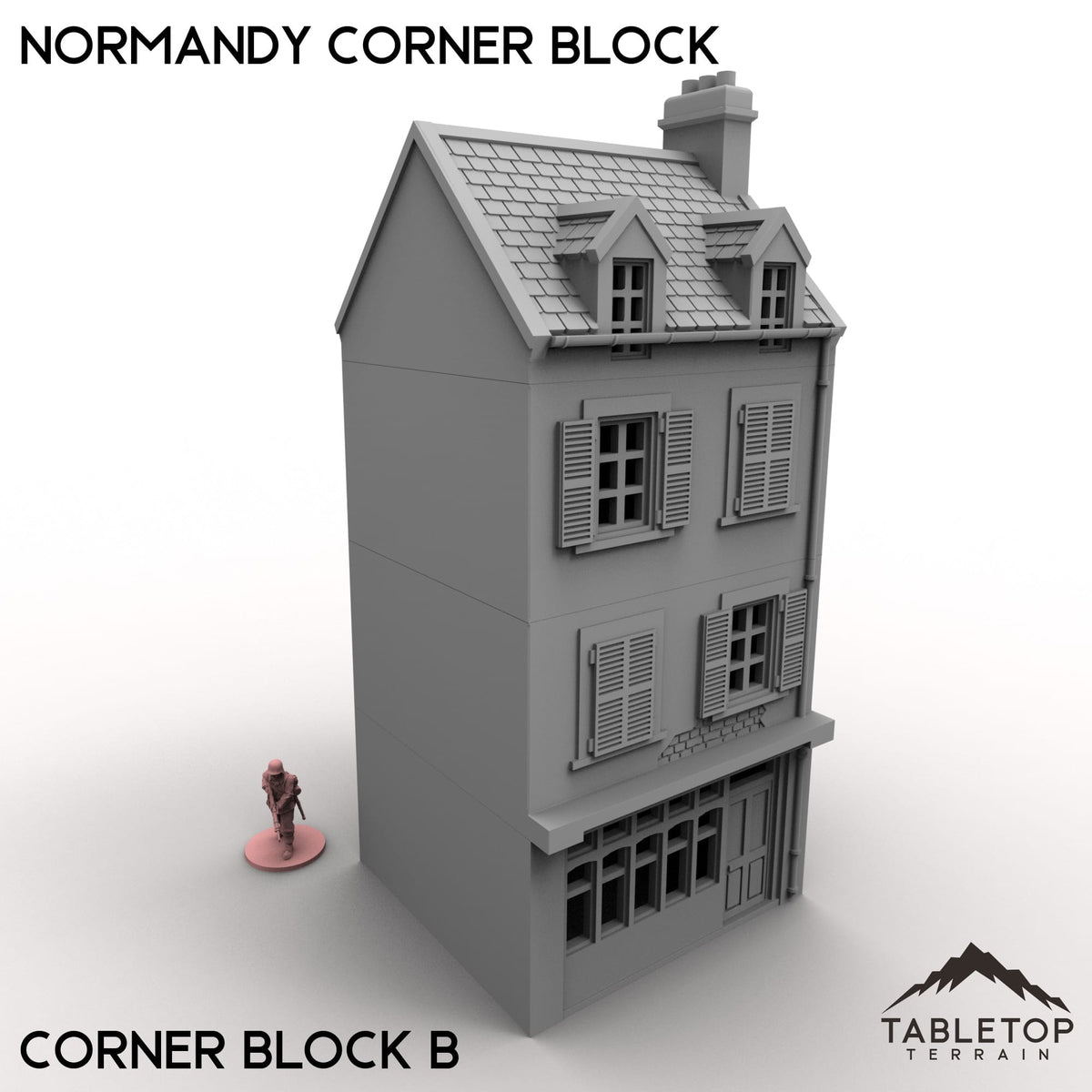 Tabletop Terrain Building 32mm / Corner Block B Normandy Corner Block