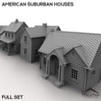 Tabletop Terrain Building 32mm / Full Set American Suburban Houses