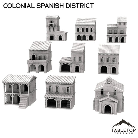 Tabletop Terrain Building 32mm / Full Set Colonial Spanish District