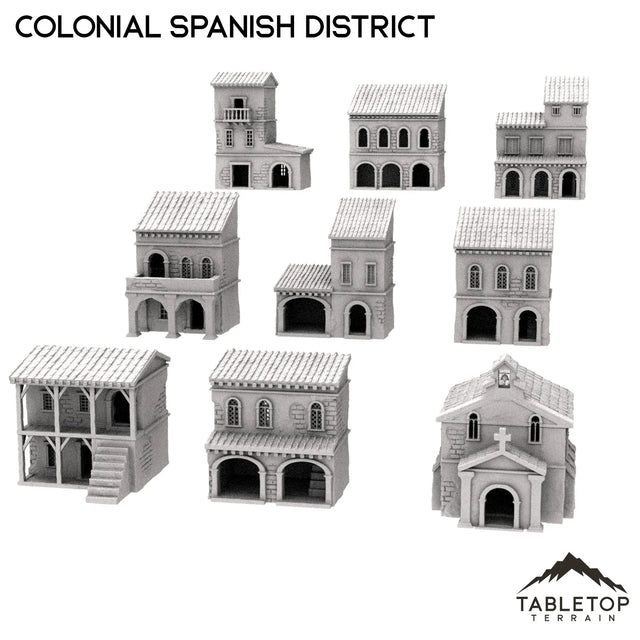 Tabletop Terrain Building 32mm / Full Set Colonial Spanish District