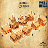 Tabletop Terrain Building 32mm / Full Set Forest Cabins / Log Cabins