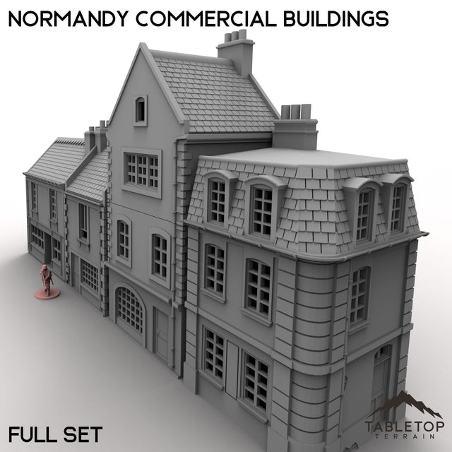 Tabletop Terrain Building 32mm / Full Set Normandy Commercial Buildings