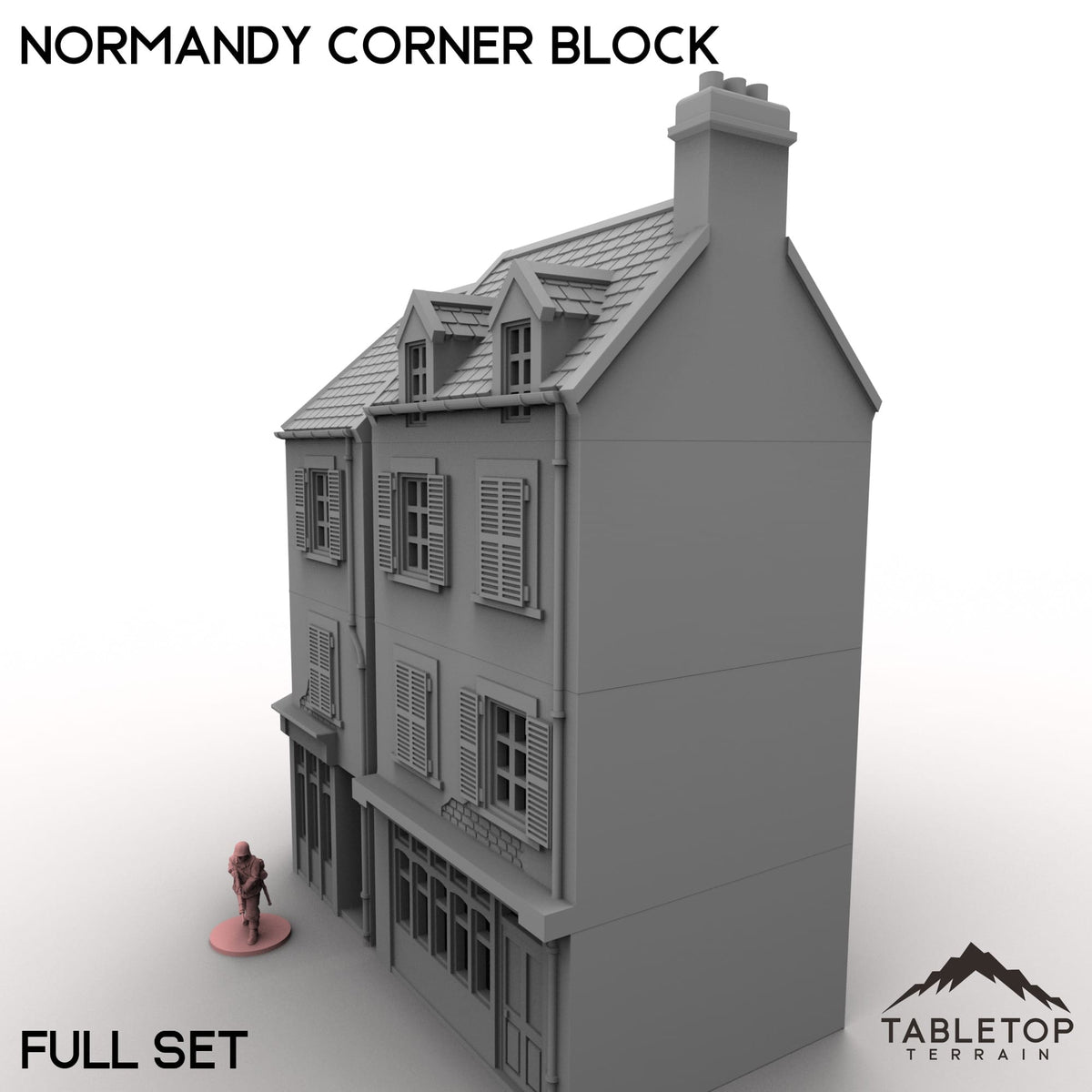 Tabletop Terrain Building 32mm / Full Set Normandy Corner Block