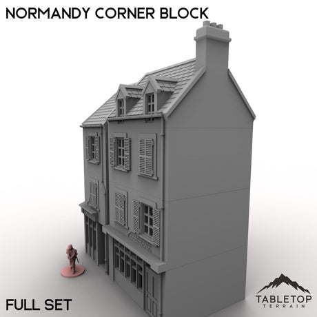 Tabletop Terrain Building 32mm / Full Set Normandy Corner Block