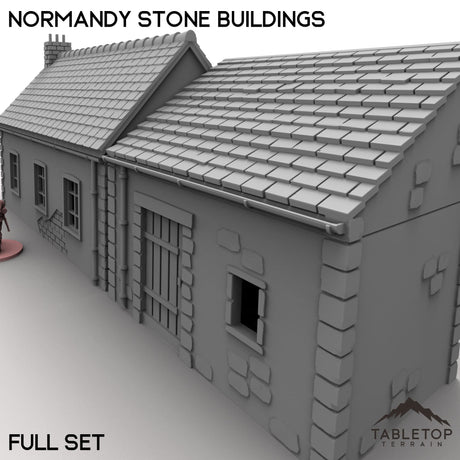 Tabletop Terrain Building 32mm / Full Set Normandy Stone Buildings