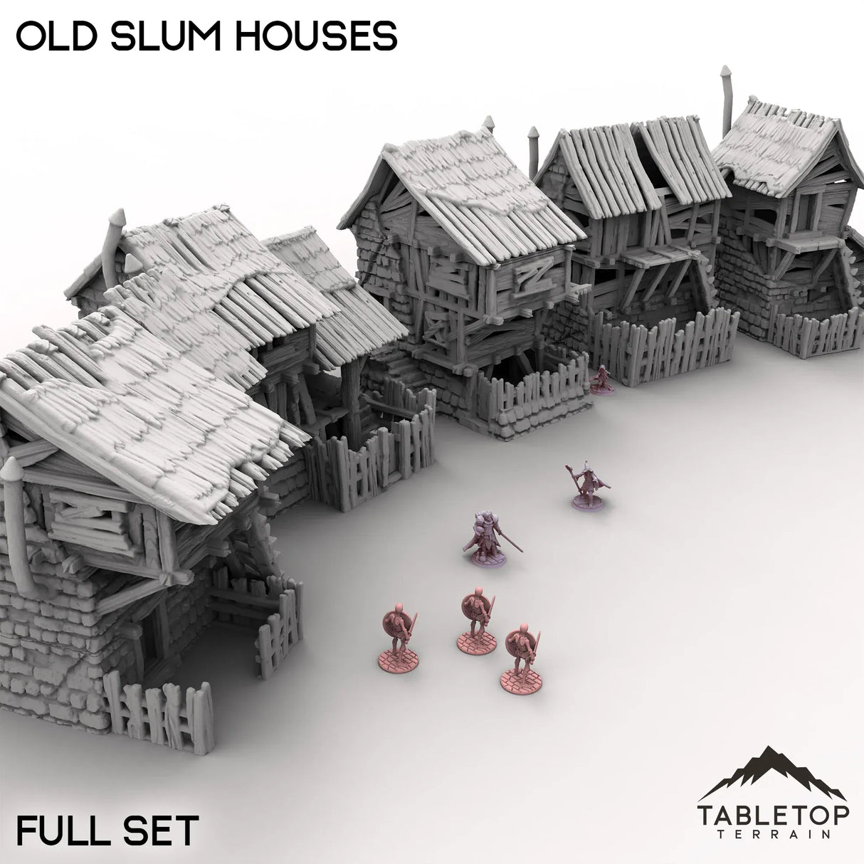 Tabletop Terrain Building 32mm / Full Set Old Slum Houses