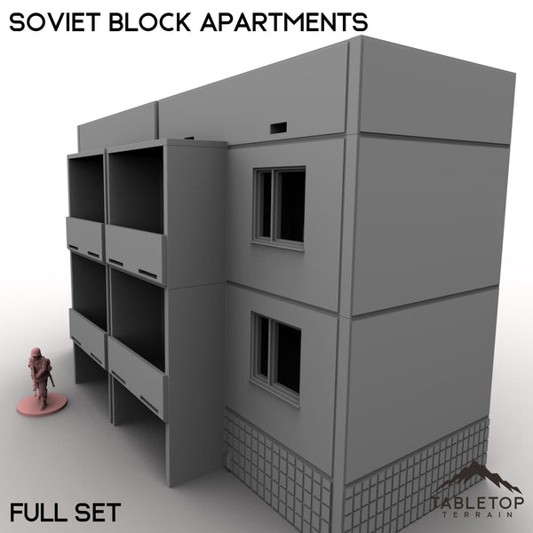 Tabletop Terrain Building 32mm / Full Set Soviet Block Apartments