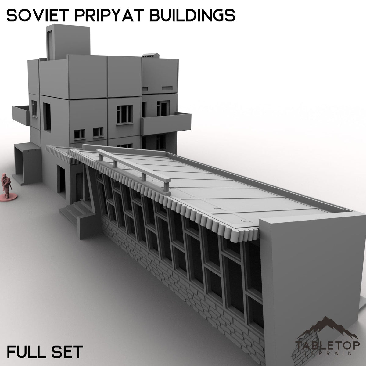 Tabletop Terrain Building 32mm / Full Set Soviet Pripyat Buildings