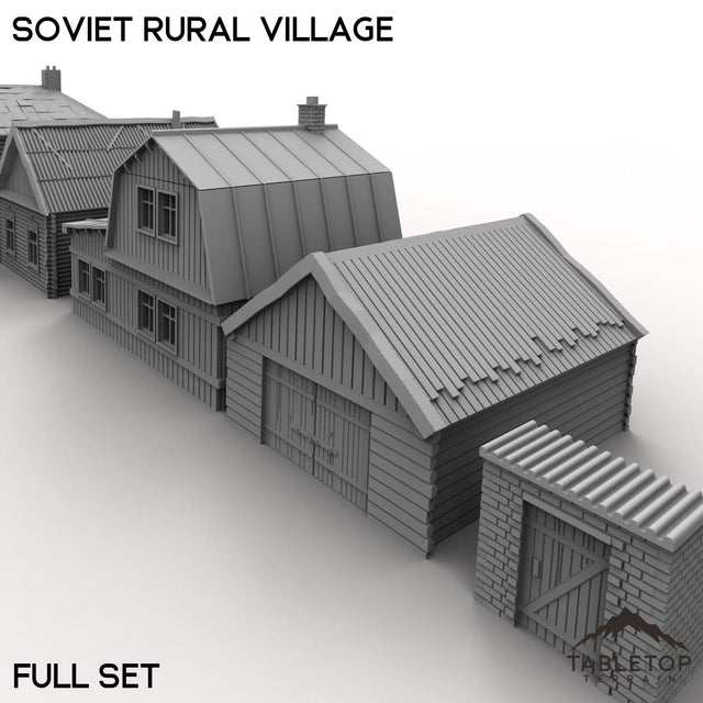 Tabletop Terrain Building 32mm / Full Set Soviet Rural Village