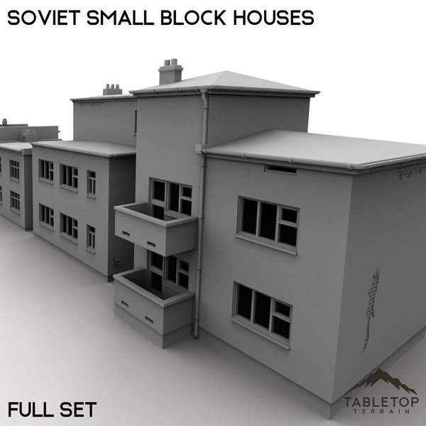Tabletop Terrain Building 32mm / Full Set Soviet Small Block Houses