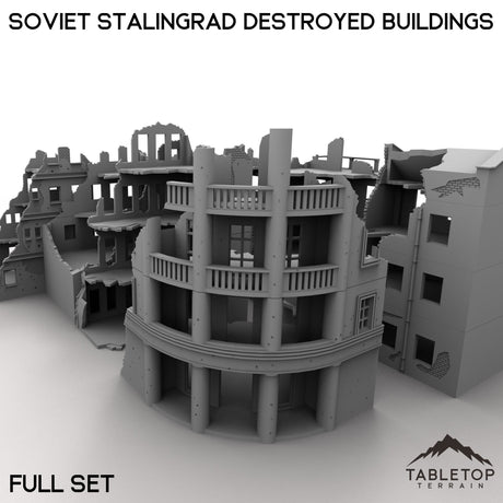 Tabletop Terrain Building 32mm / Full Set Soviet Stalingrad Destroyed Buildings