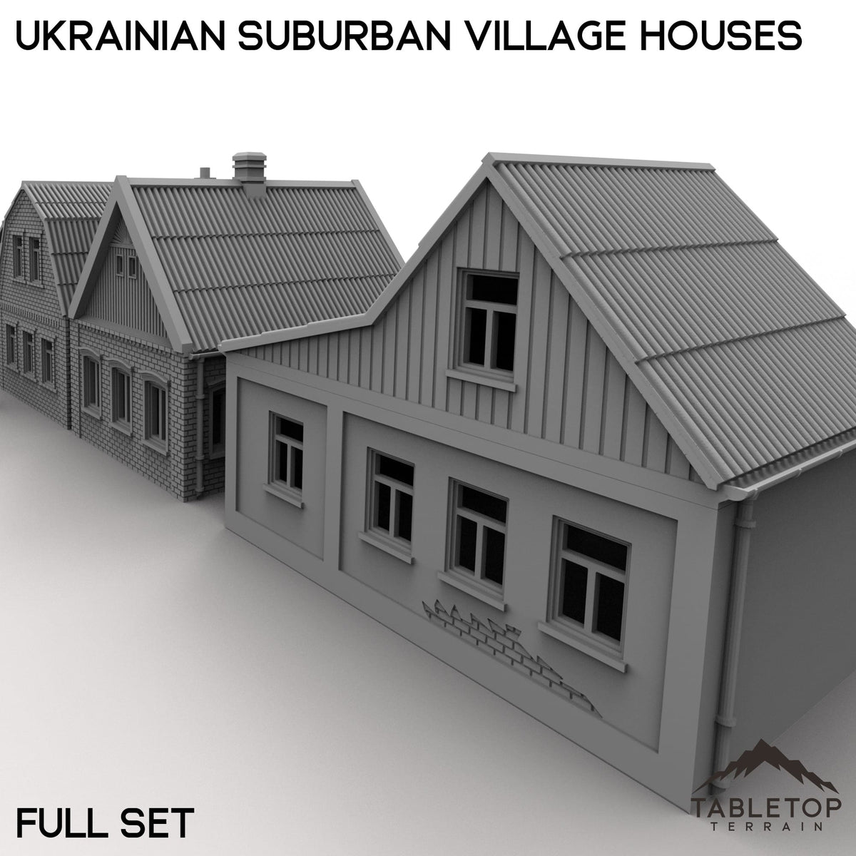 Tabletop Terrain Building 32mm / Full Set Ukrainian Suburban Village Houses