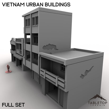 Tabletop Terrain Building 32mm / Full Set Vietnam Urban Buildings