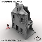 Tabletop Terrain Building 32mm / House 1 Destroyed Normandy Village 1
