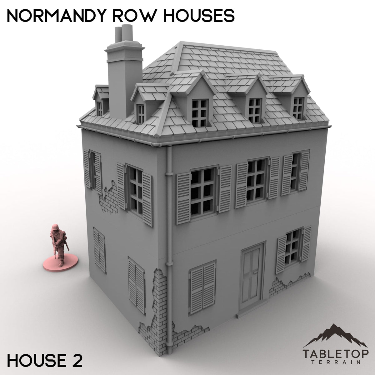 Tabletop Terrain Building 32mm / House 2 Normandy Row Houses