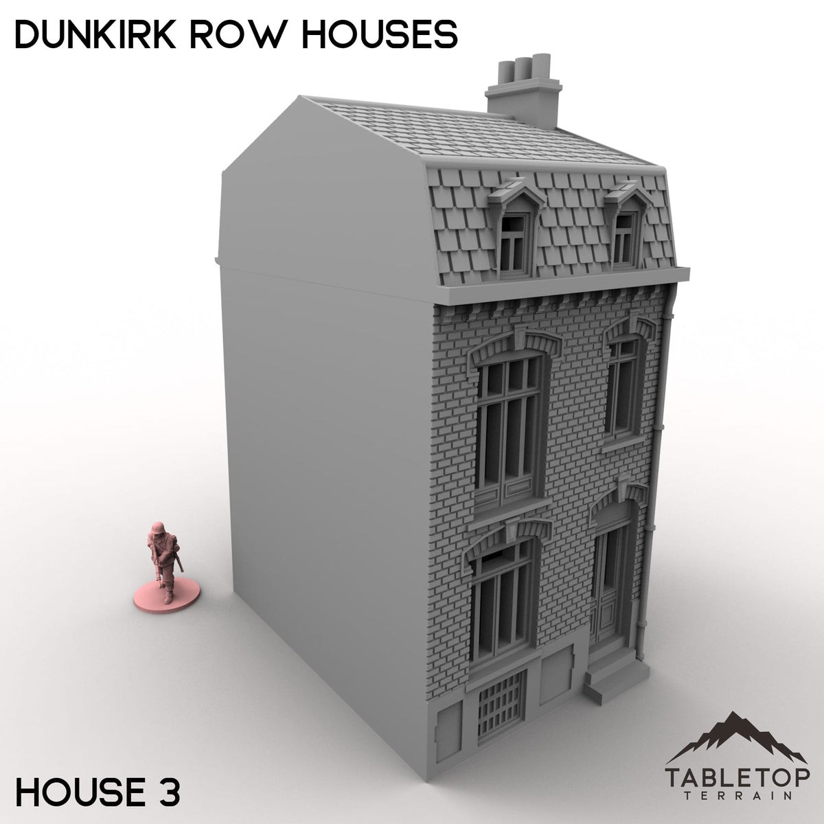 Tabletop Terrain Building 32mm / House 3 Dunkirk Row Houses