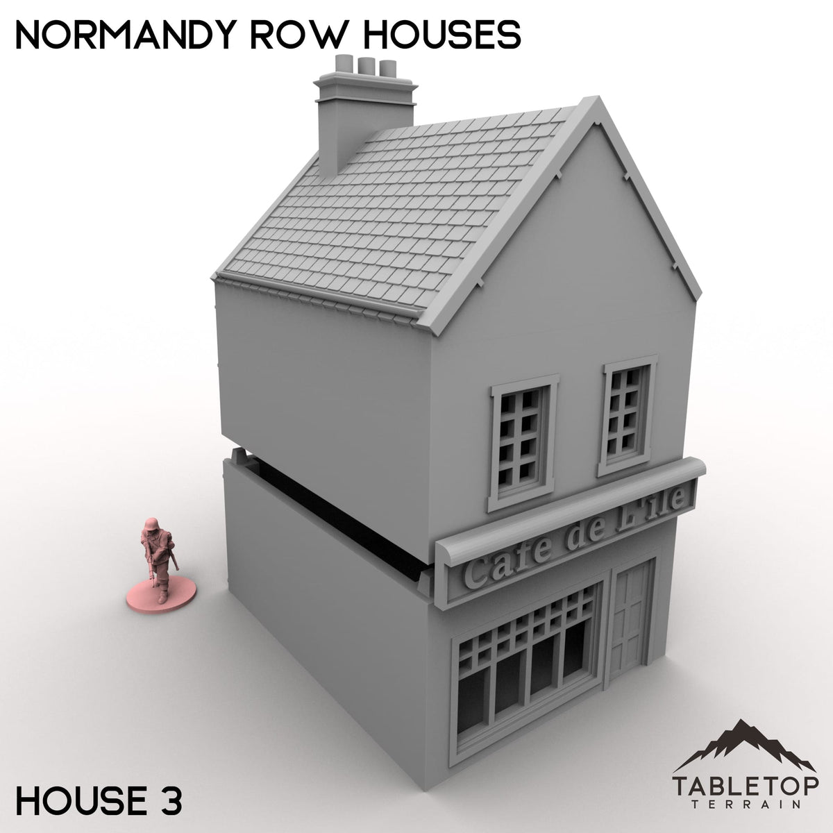 Tabletop Terrain Building 32mm / House 3 Normandy Row Houses