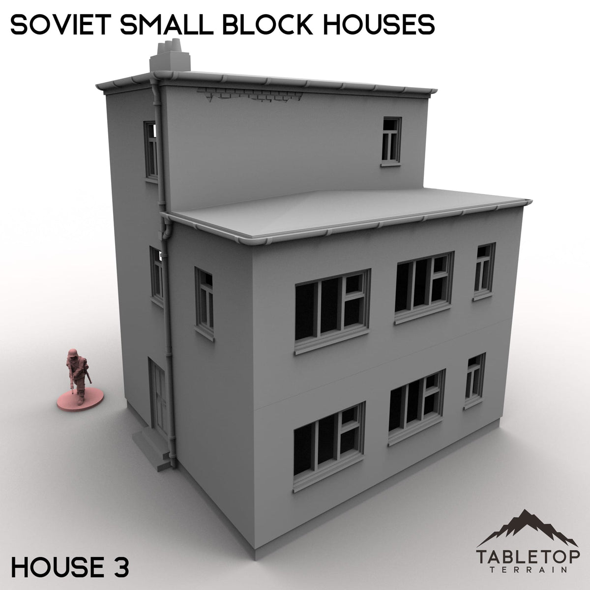 Tabletop Terrain Building 32mm / House 3 Soviet Small Block Houses