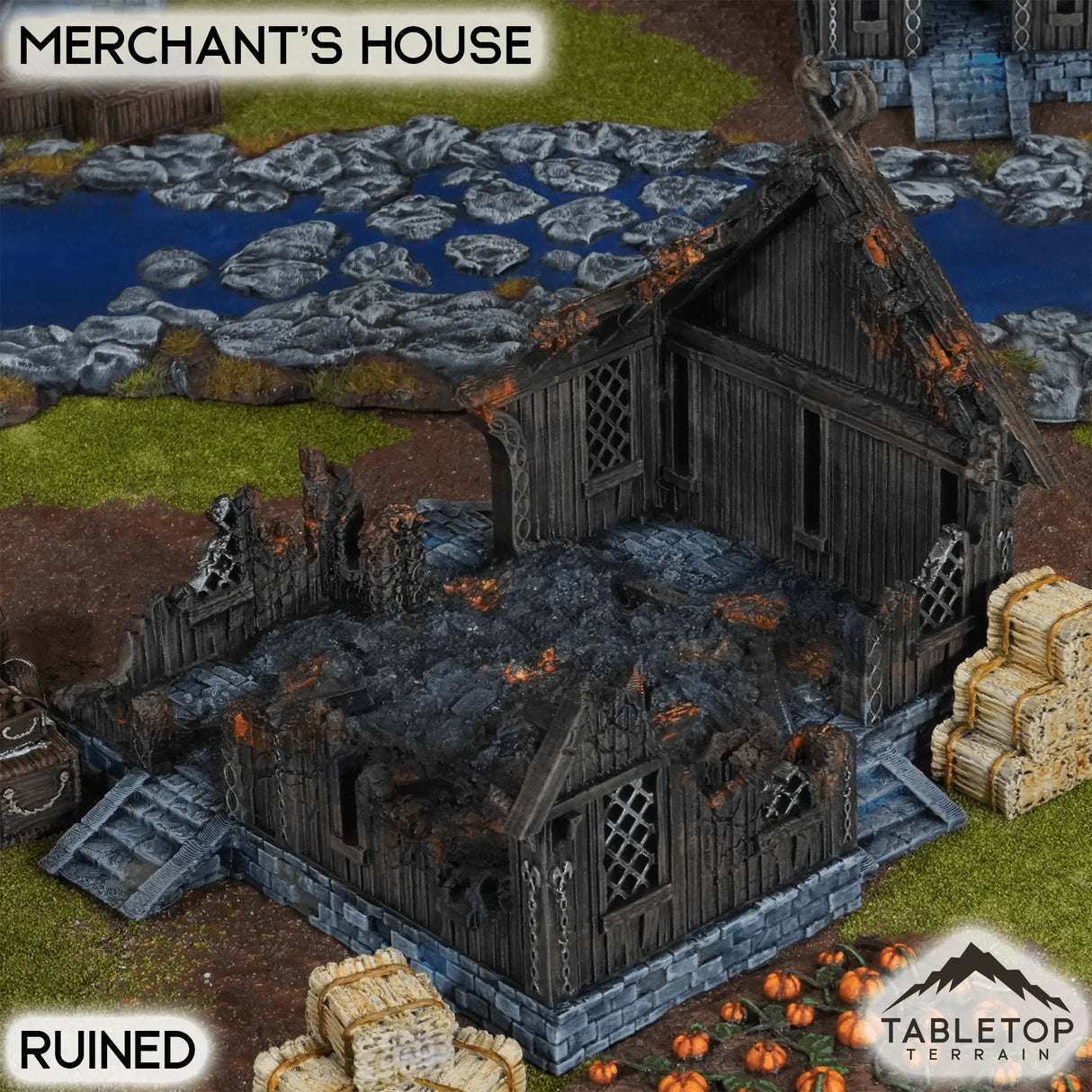 Tabletop Terrain Building 32mm / Ruined Merchant's House - Kingdom of Saxonia
