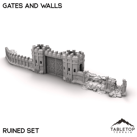 Tabletop Terrain Building 32mm / Ruined Set Gates and Walls - Kingdom of Durak Deep