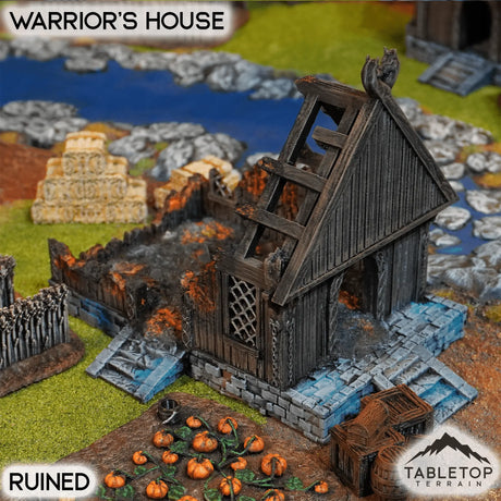 Tabletop Terrain Building 32mm / Ruined Warrior's Home - Kingdom of Saxonia