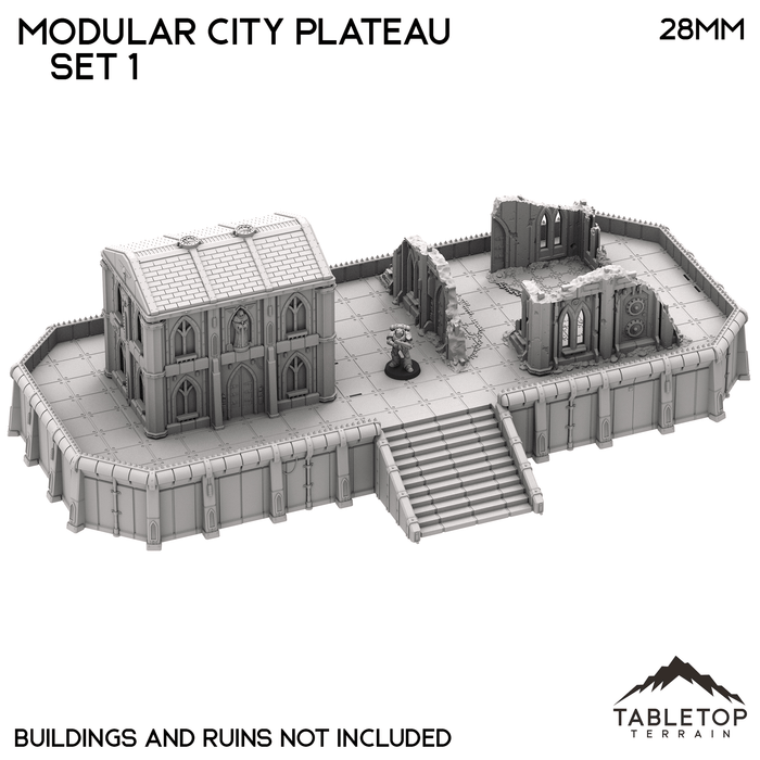 Tabletop Terrain Building 32mm / Set 1 - Raised Platform Castograd Modular City Plateau