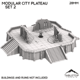 Tabletop Terrain Building 32mm / Set 2 - Raised Center Objective Castograd Modular City Plateau